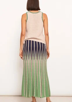 Sale Pol Xander Crochet Tank - Pebble/Ink/Green