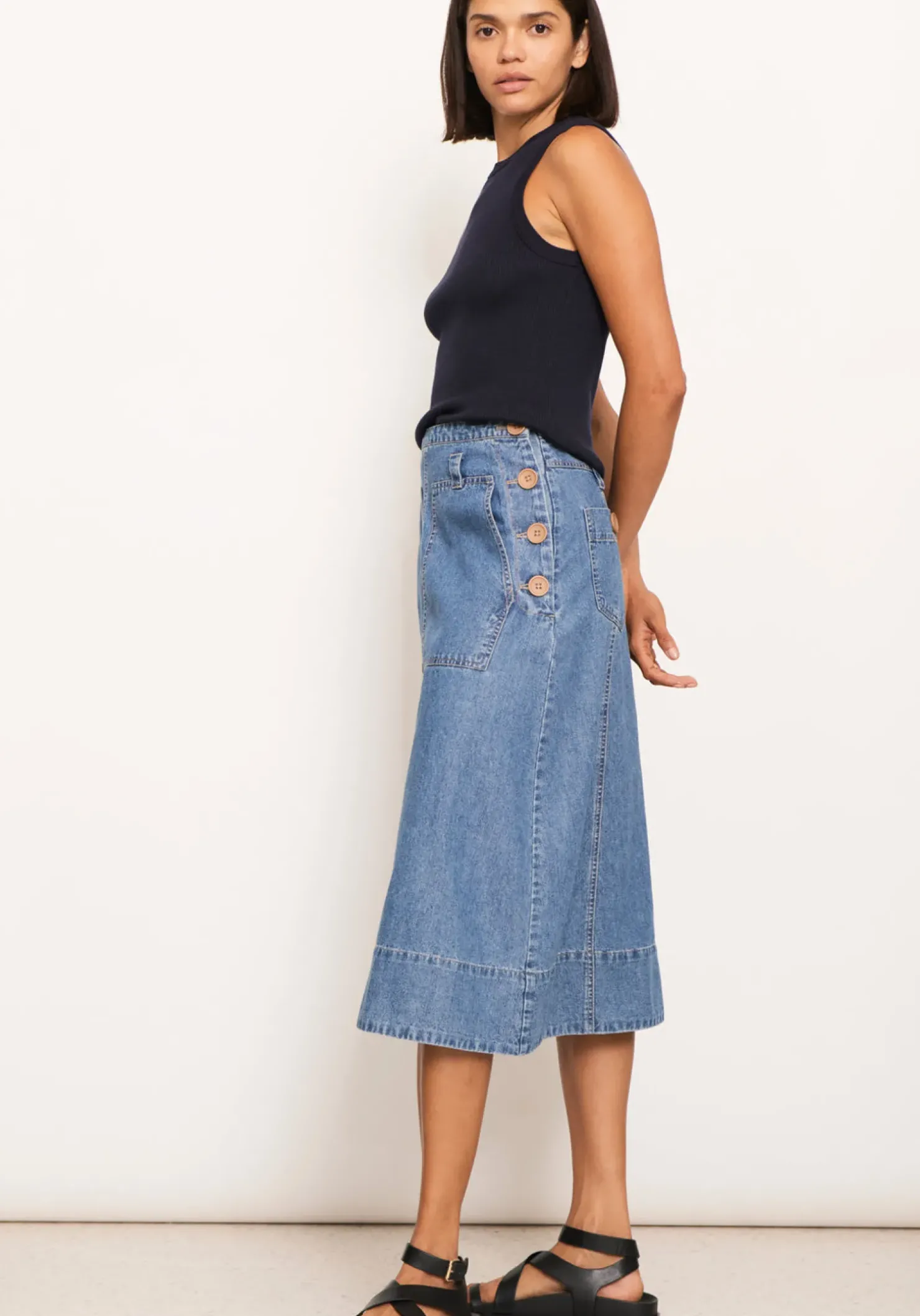 Hot Pol Raydel Denim Skirt- Light Wash