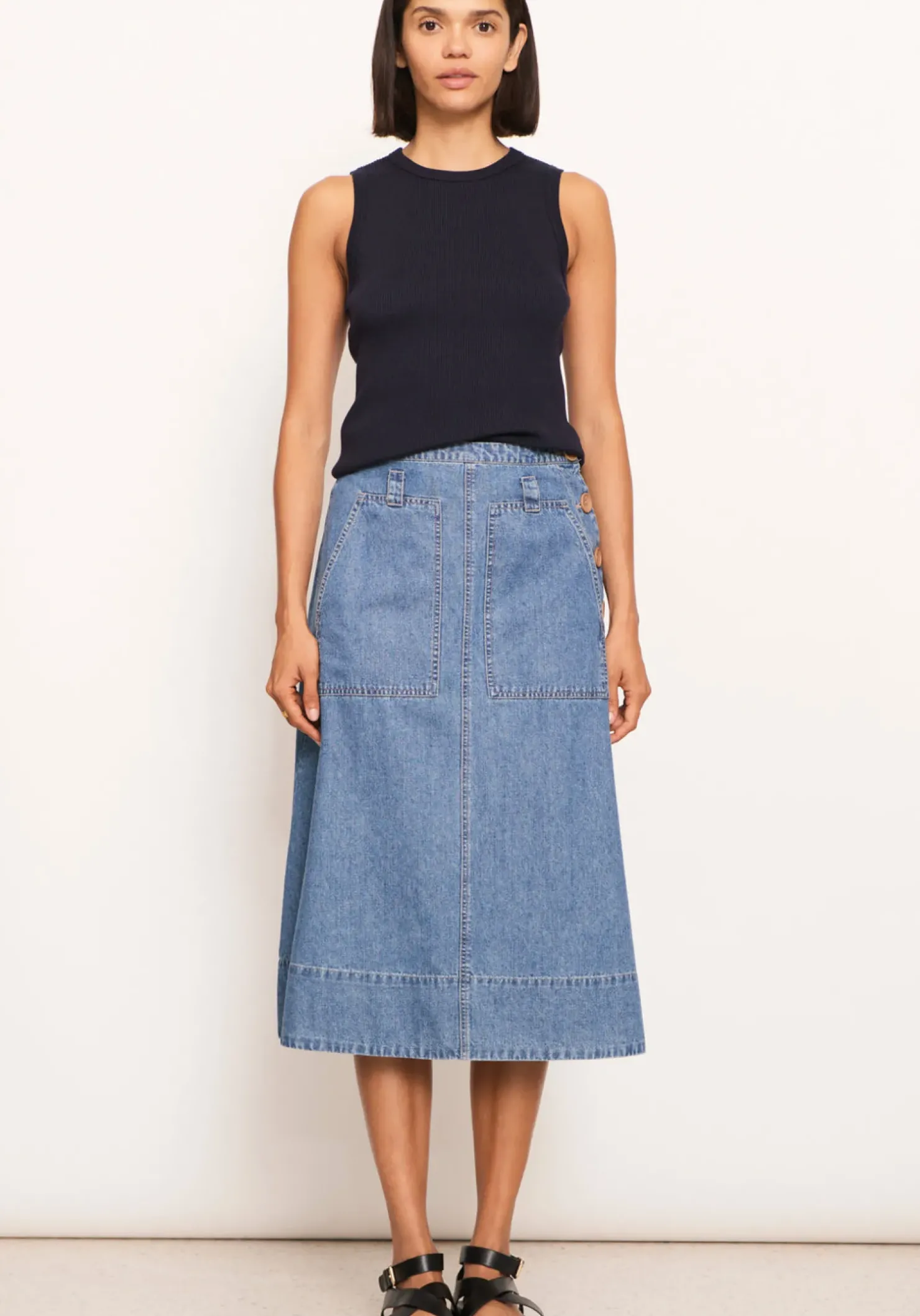Hot Pol Raydel Denim Skirt- Light Wash