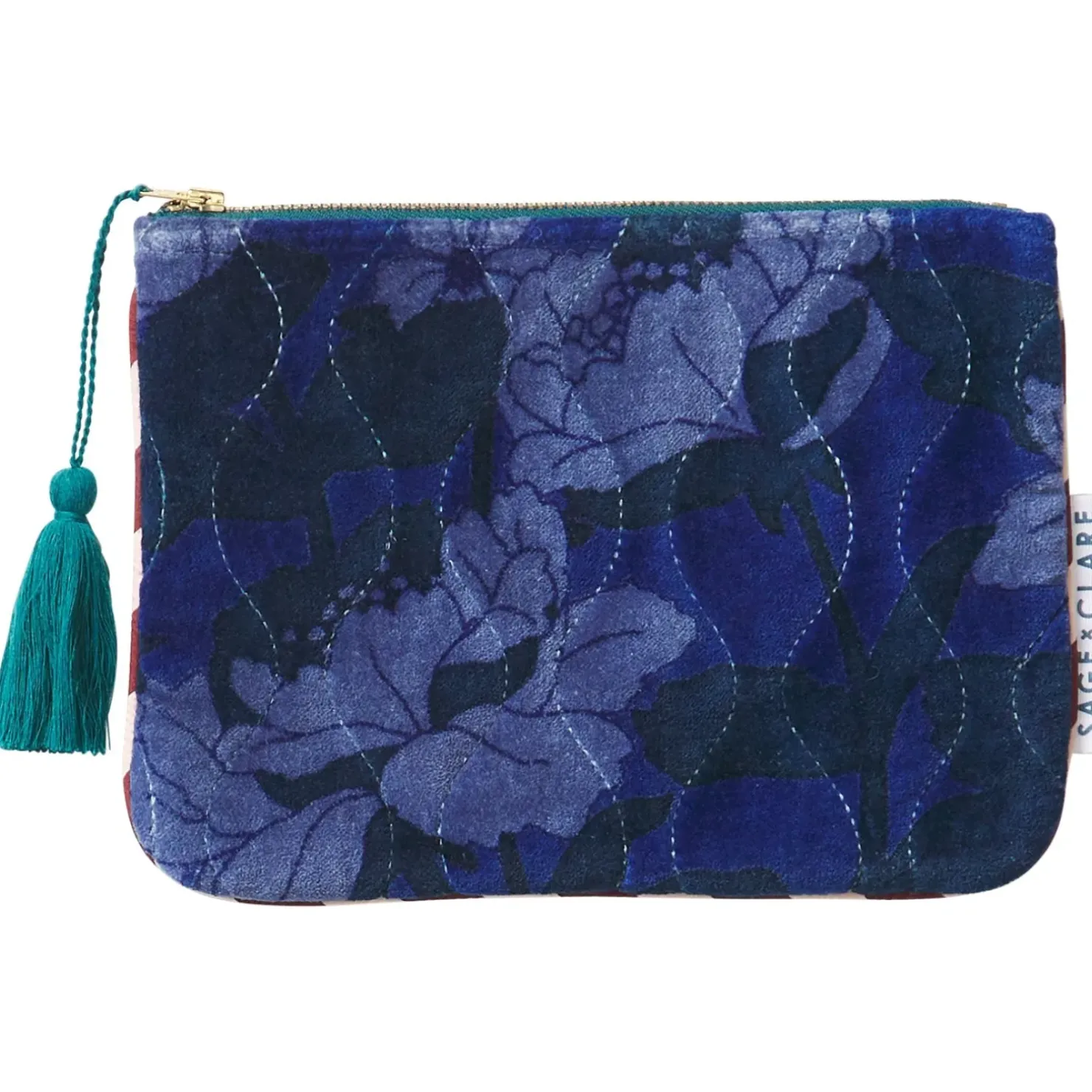 Online Sage & Clare Sage & Clare Bernanda Velvet Pouch - Lapis