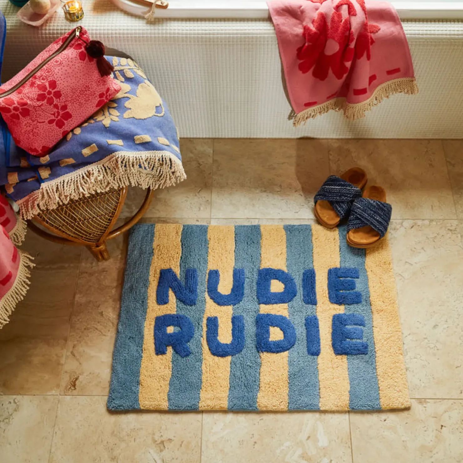 Fashion Sage & Clare Sage & Clare Ira Nudie Rudie Bath Mat - Blue Jean