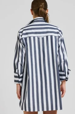 Hot Shirty Clothing Shirty Andrea Oversized Boyfriend Shirt- Navy Stripe