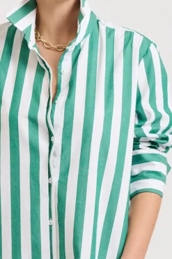 Online Shirty Clothing Shirty Andrea Shirtdress- Green wide stripe