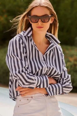 Discount Shirty Clothing Shirty Elodie Girlfriend Shirt - Navy Wide Stripe