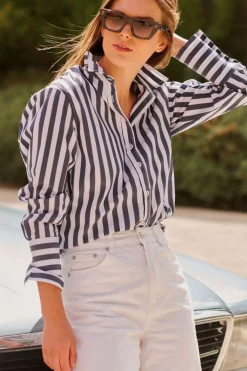 Discount Shirty Clothing Shirty Elodie Girlfriend Shirt - Navy Wide Stripe