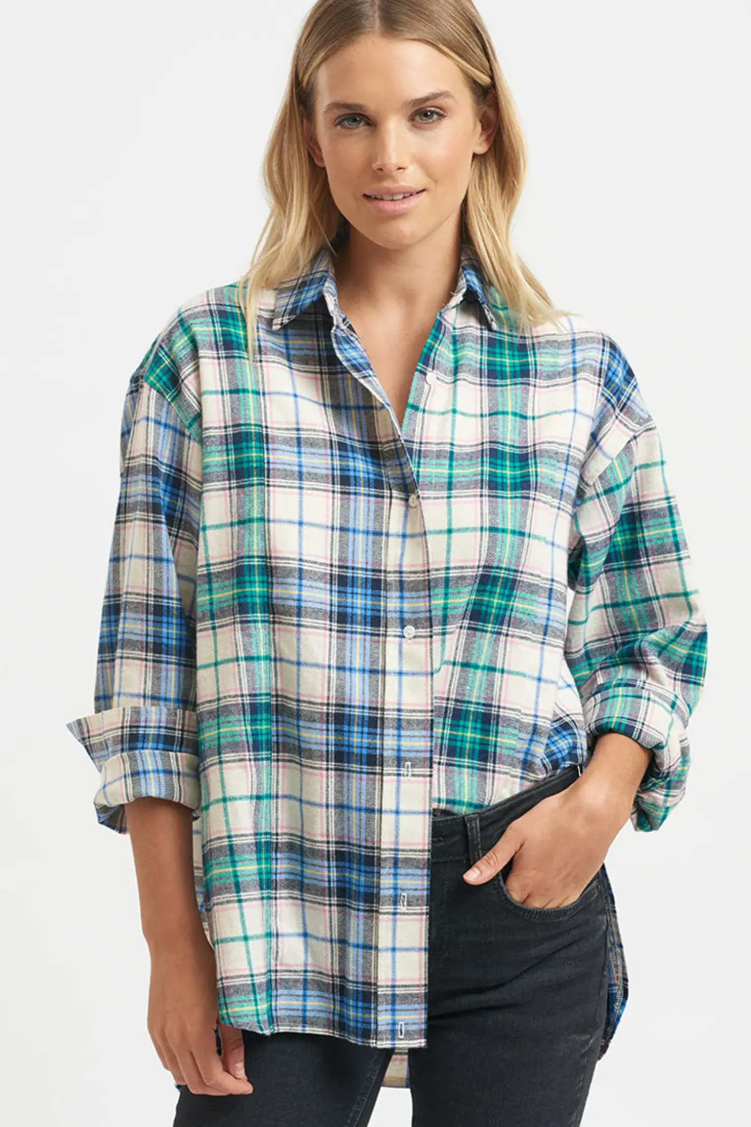 Sale Shirty Clothing Shirty The Classic Flannel Shirt - Blue Green Combo