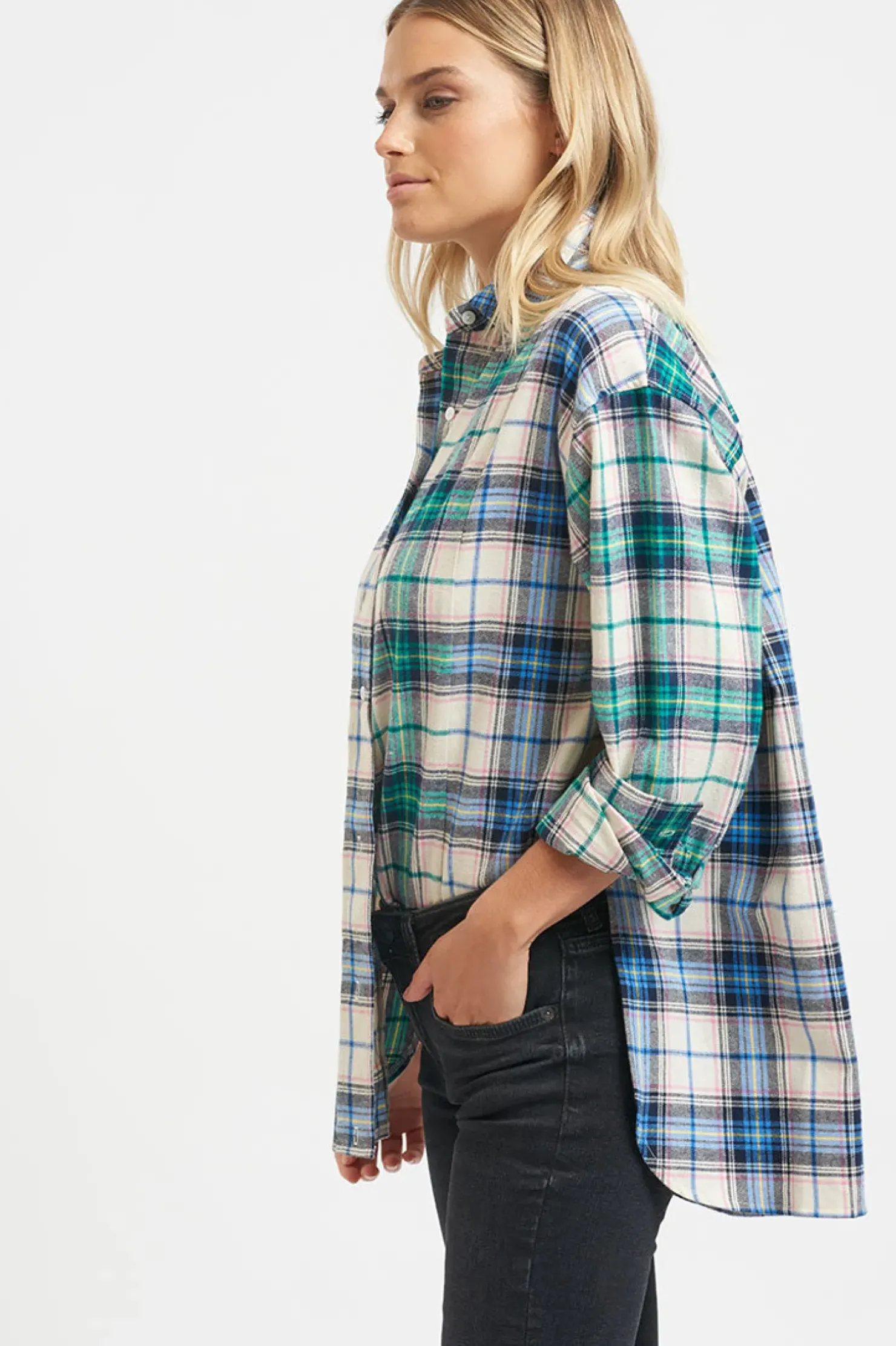 Sale Shirty Clothing Shirty The Classic Flannel Shirt - Blue Green Combo