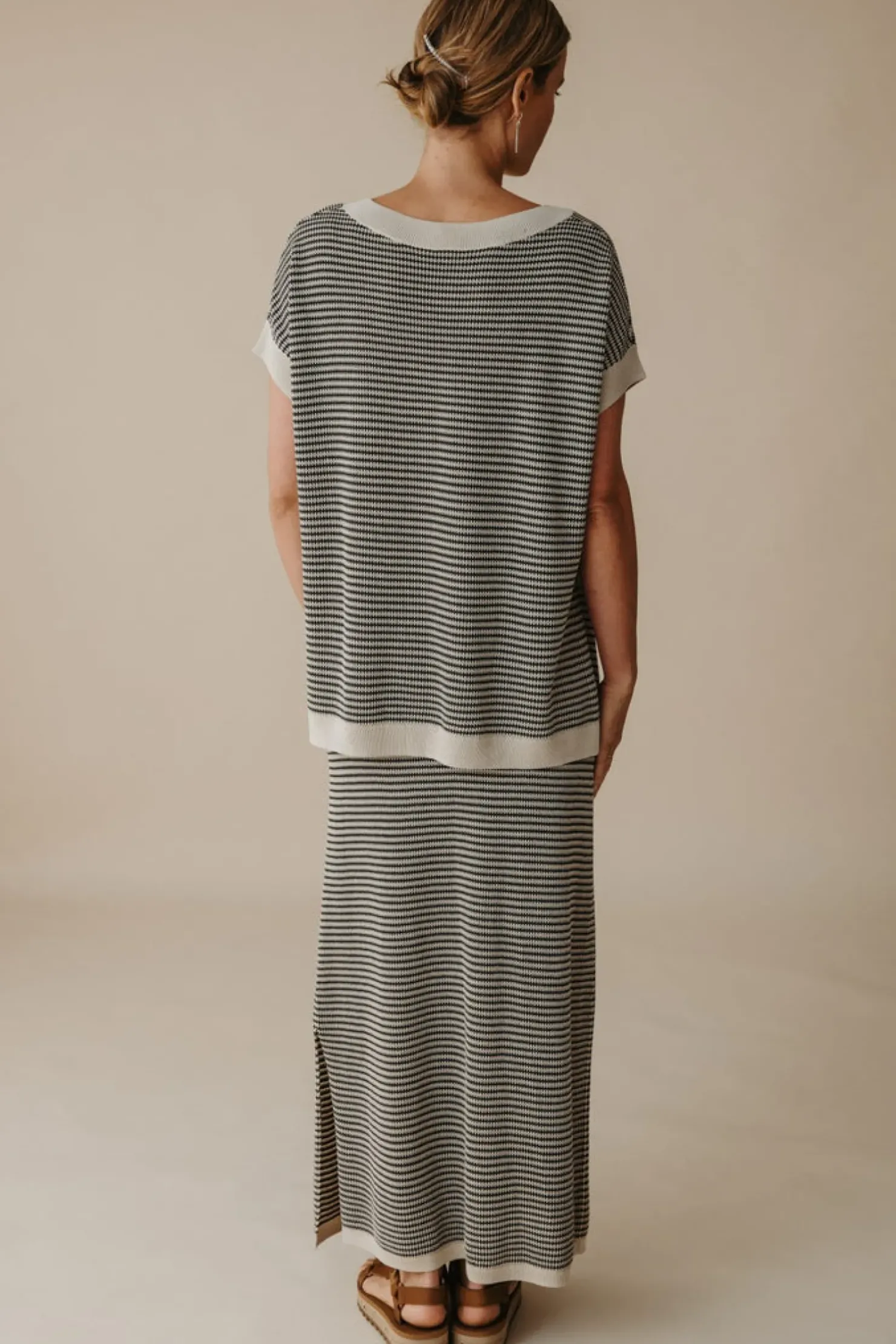 Fashion Talamaya Lattice Knitted Skirt - Washed Black & Soft Gold