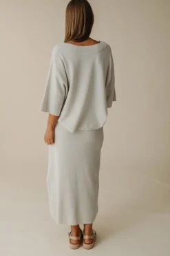 Clearance Talamaya Retreat Cotton Twist Tee Pullover - Silver & Salt