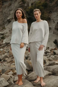 Online Talamaya Retreat Cotton Twist Skirt - Silver & White