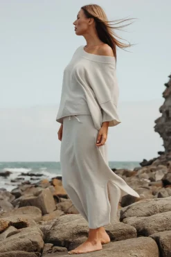 Online Talamaya Retreat Cotton Twist Skirt - Silver & White