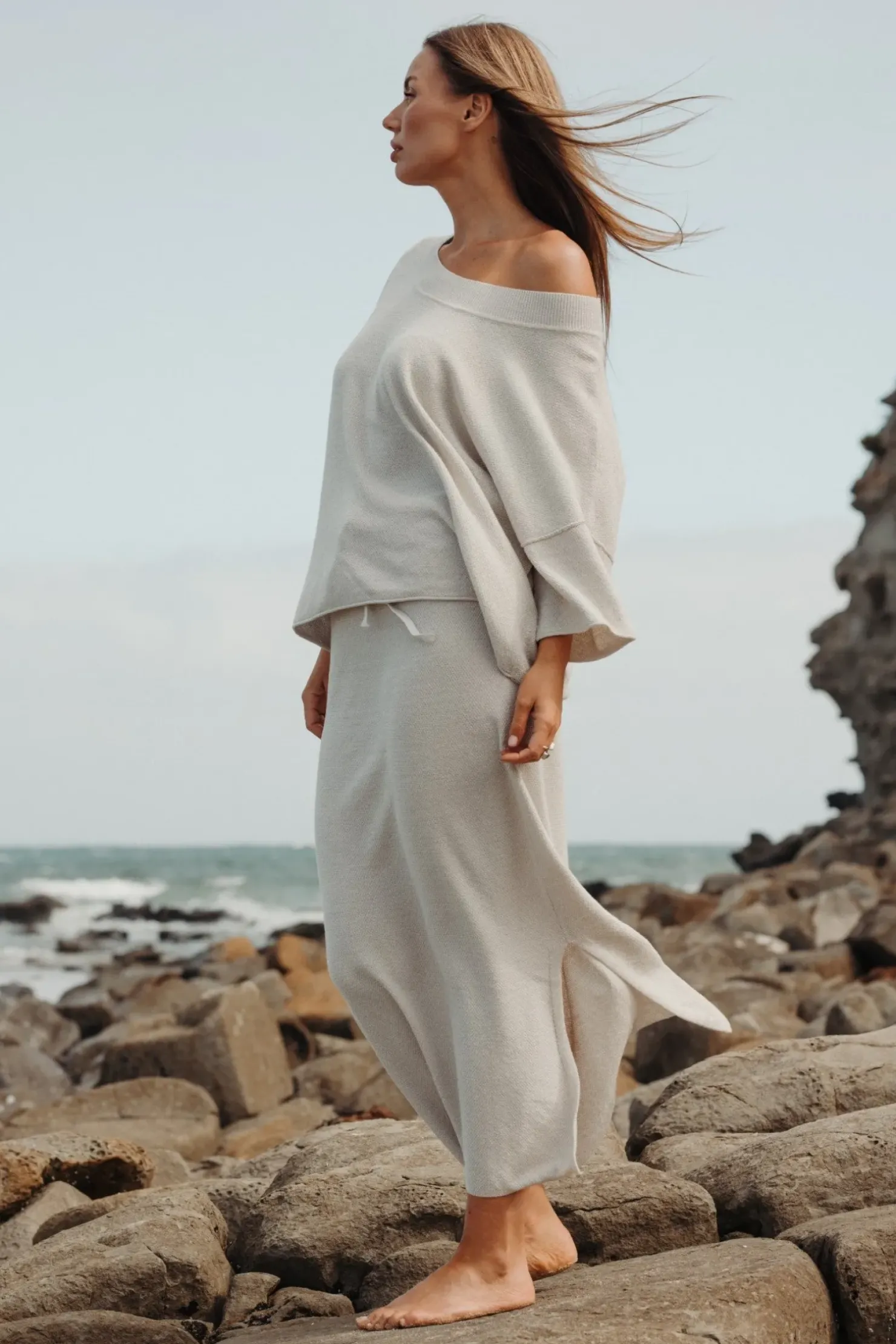 Online Talamaya Retreat Cotton Twist Skirt - Silver & White