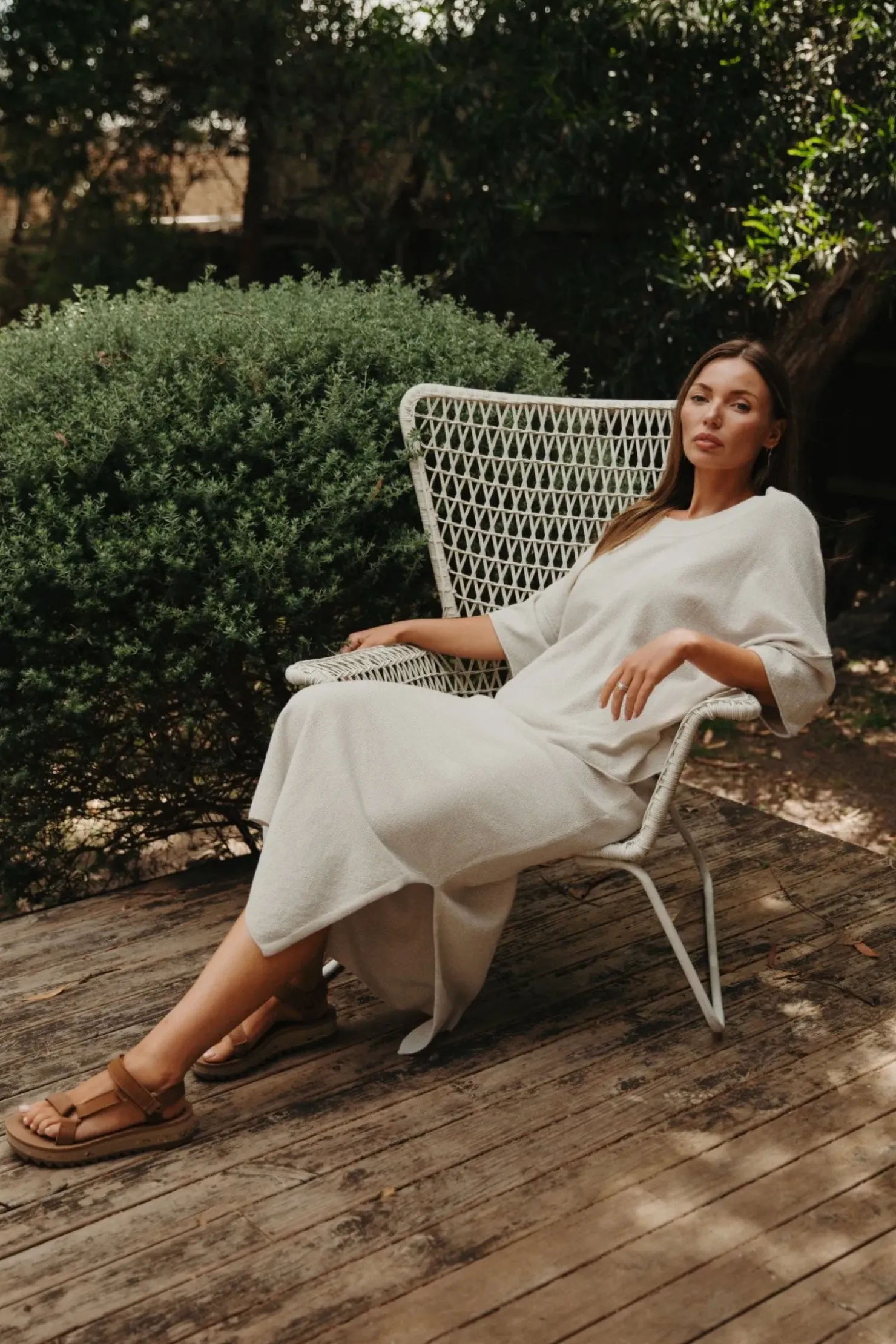 Online Talamaya Retreat Cotton Twist Skirt - Silver & White