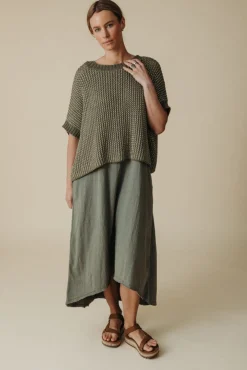 Online Talamaya Sunray Rib Crop Pullover - Dusty Olive