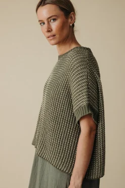 Online Talamaya Sunray Rib Crop Pullover - Dusty Olive