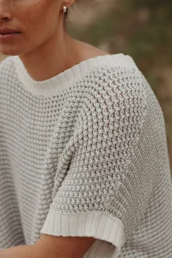 Sale Talamaya Sunray Rib Crop Pullover - White