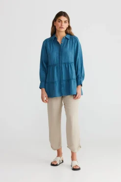 Best The Shanty Mia Top - Blue Steel