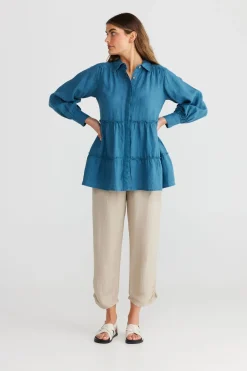 Best The Shanty Mia Top - Blue Steel