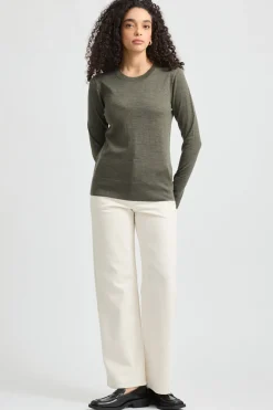 Fashion Toorallie Fine Merino Crew - Bay Leaf