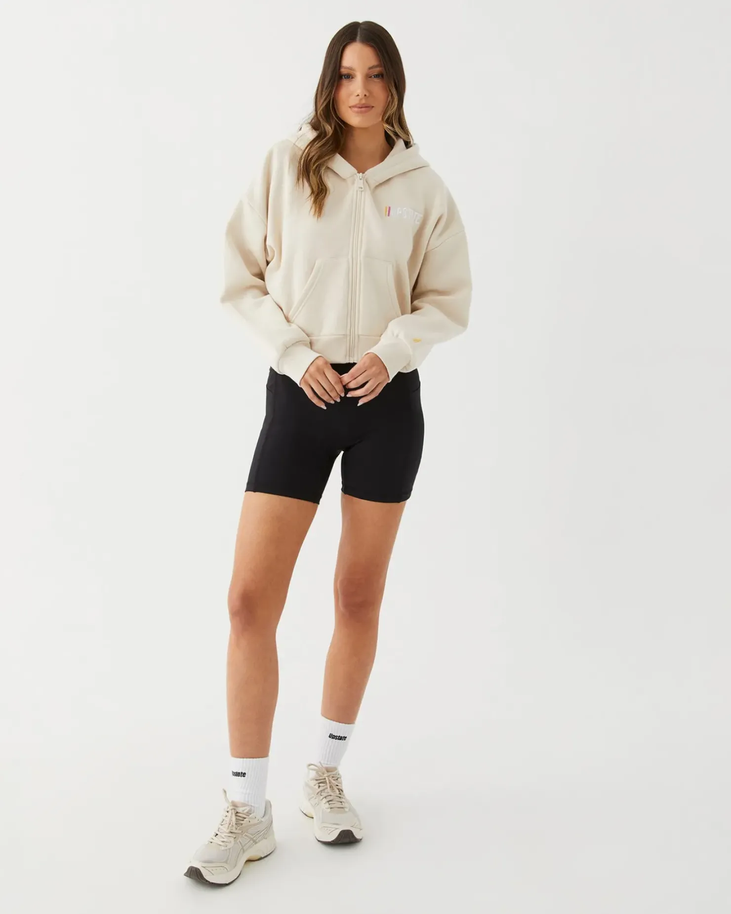Online Upstate Zip Through Cropped Hoodie- Chalk Multi