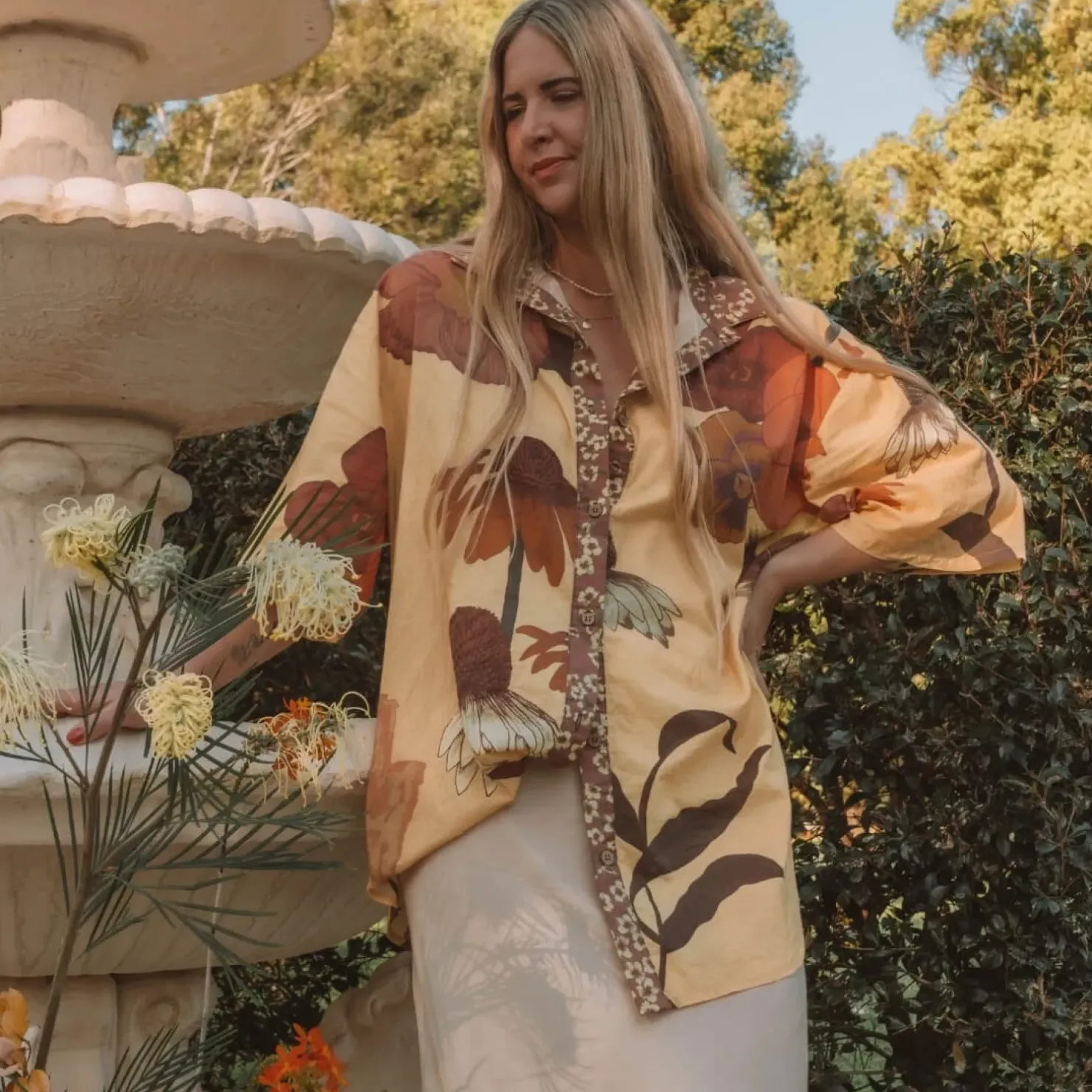 Sale Wandering Folk Glades Over Swim Shirt - Chamomile