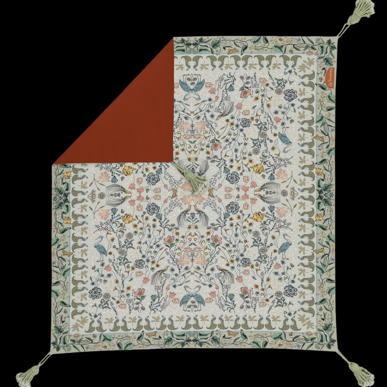 Clearance Wandering Folk Picnic Rug - Wonderland Sage