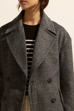 New Zoe Kratzmann Pillar Coat - Black Mini Check